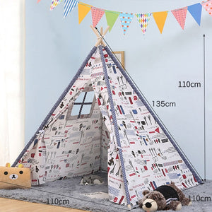 11 Types Children's Tent Teepee Large Unbleached Canvas Original Kids Teepee Folding Indoor Baby Game House India Triangle Tent