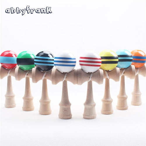 Abbyfrank Striped Kendama Professional 18.5 cm Colorful Wooden Stripe Kid Exercise Ball Shop Japanese Toy Skillful Gift