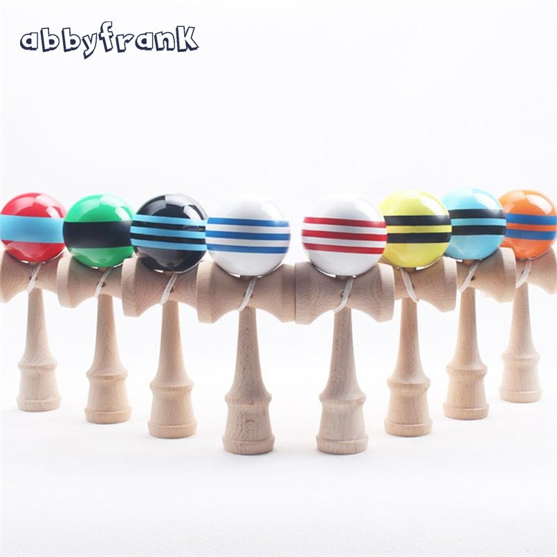 Abbyfrank Striped Kendama Professional 18.5 cm Colorful Wooden Stripe Kid Exercise Ball Shop Japanese Toy Skillful Gift